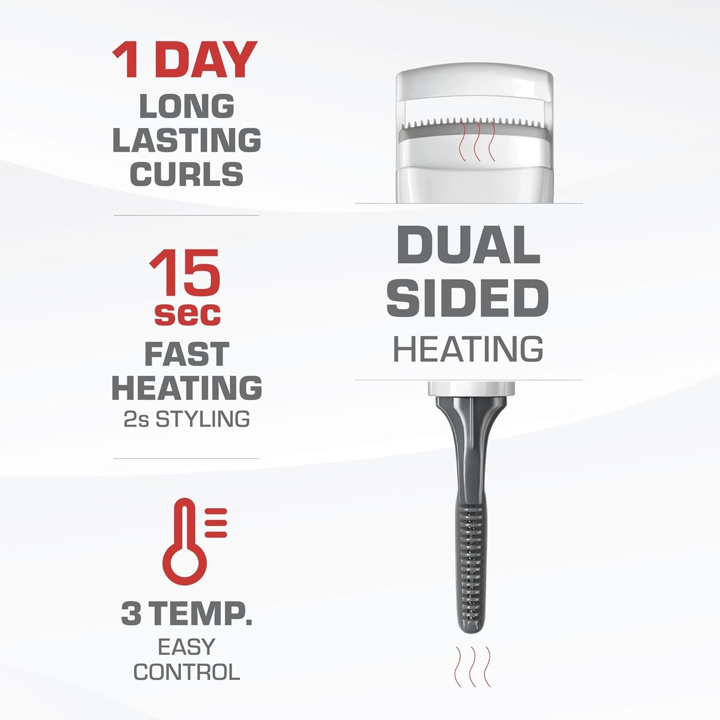 Red DHL01 Dual Heated Eyelash Curler White