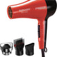 Red by Kiss Hair Dryer Tornado Pro 2000 Blow Dryer with 3 Detangler Piks