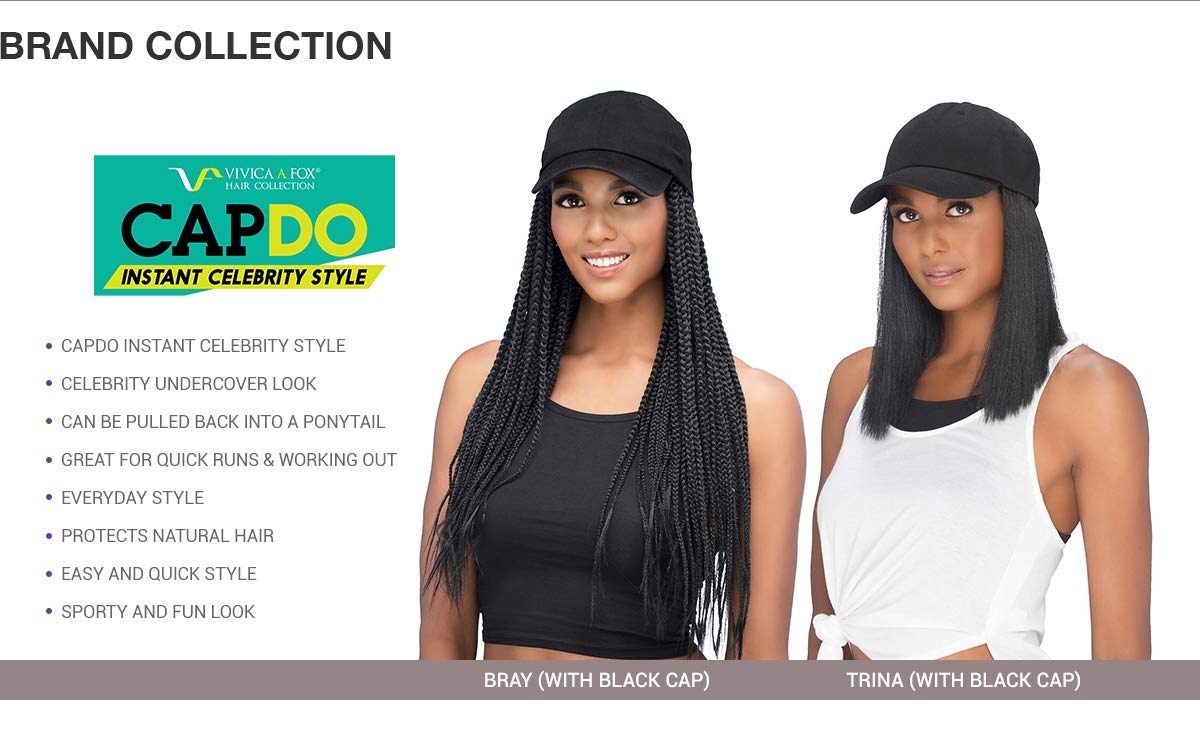 Vivica Fox Synthetic Capdo Black Cap with 20
