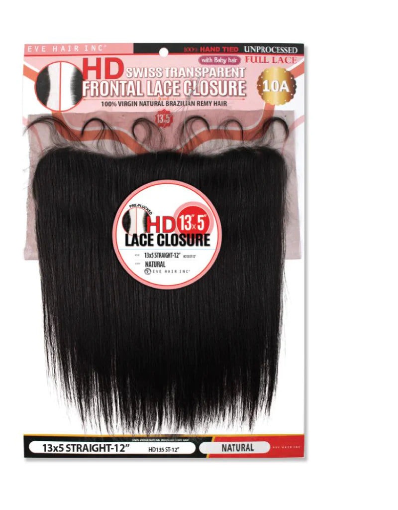 Eve Hair - HD Swiss Lace Closure 13x5 Straight #HD135ST-12