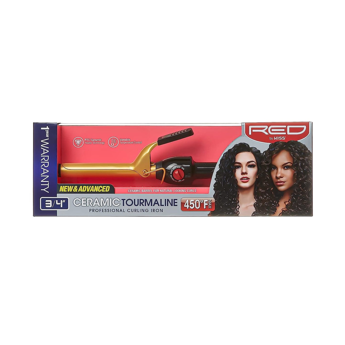 Red by Kiss Ceramic Tourmaline Professional Curling Iron 3/4 Inch CI04N