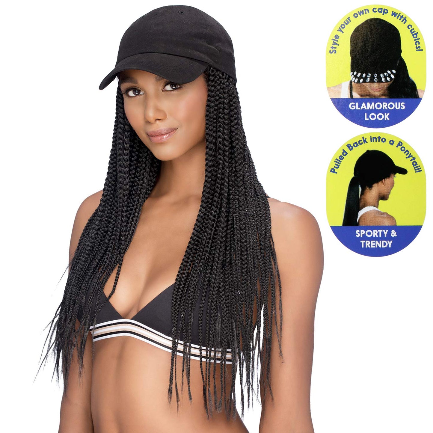 Vivica Fox Synthetic Capdo Black Cap with 20" Box Braid Hair Wig CD-BRAY