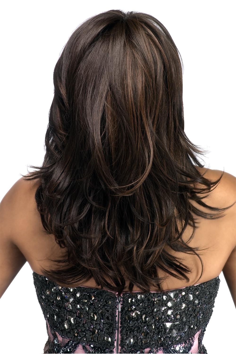 Vivica A Fox Brie-V Synthetic Wig - 21 inch Long Layered Straight Top with Flip Curl Ends