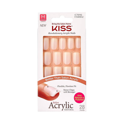 Kiss Salon Acrylic Natural Square Nails Medium 28 ct - KSAN02