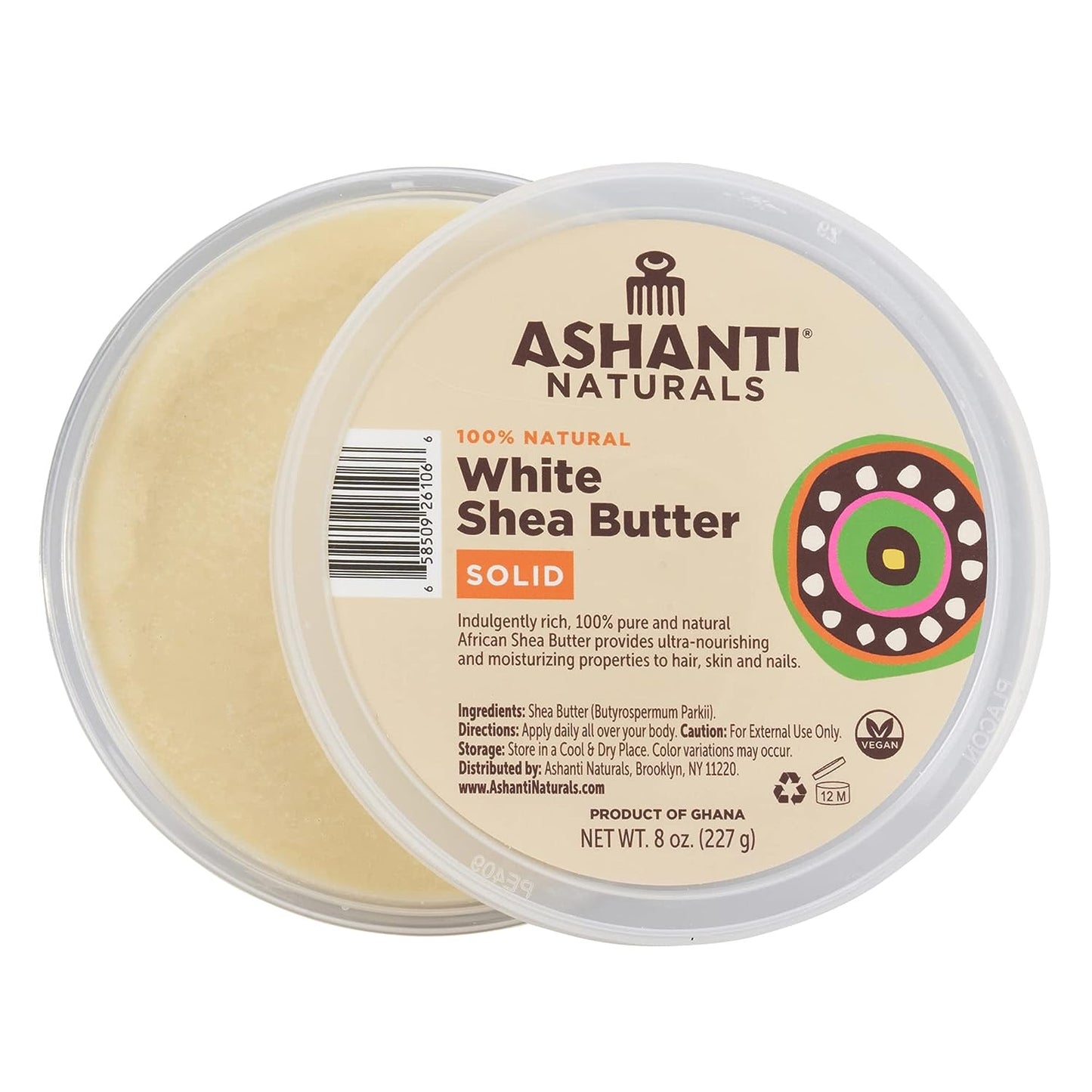 ASHANTI Naturals Solid 100% African Shea Butter, White 8oz