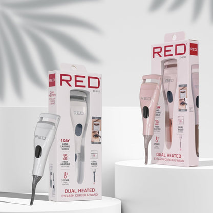 Red DHL01 Dual Heated Eyelash Curler White