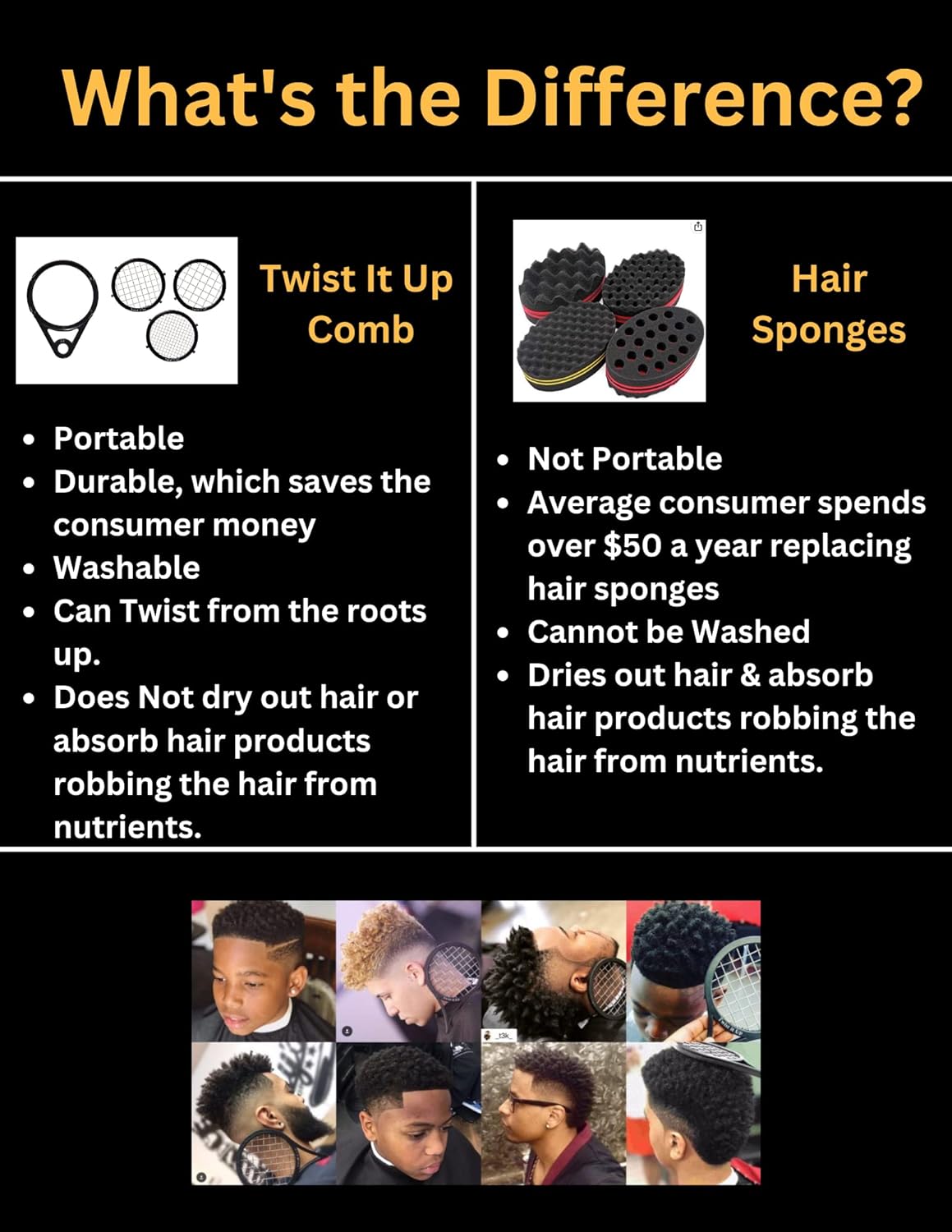 Twist It Up Comb Black