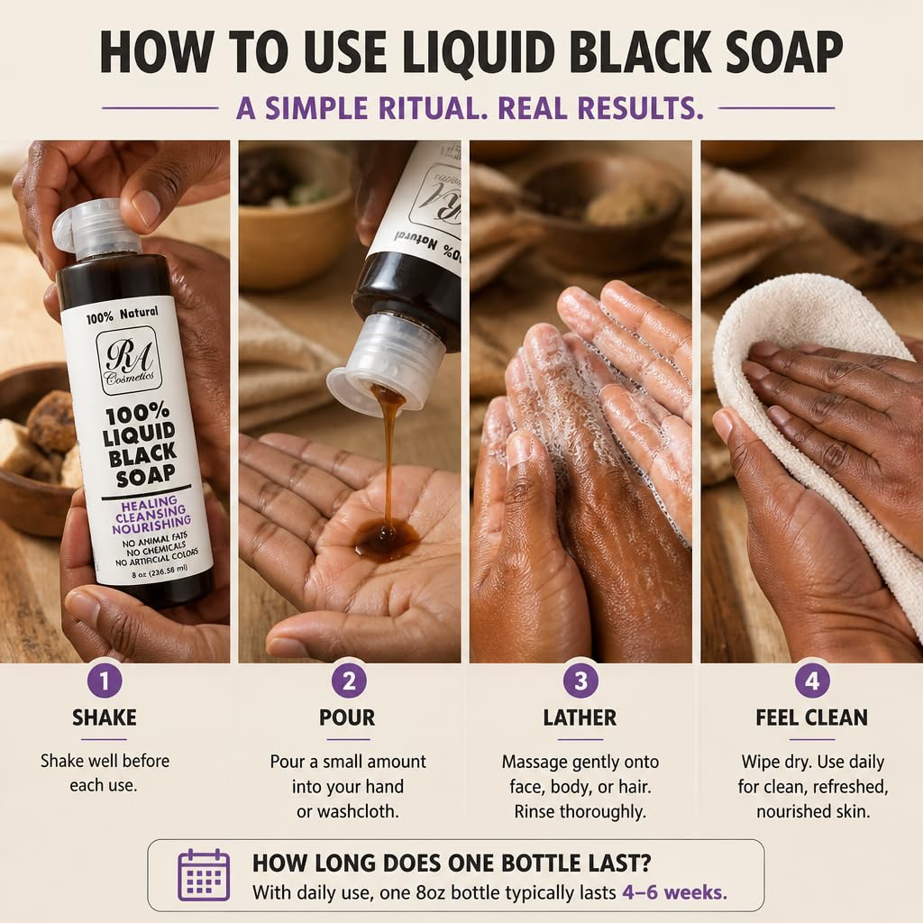 Ra Cosmetics 100% Liquid Black Soap 8oz