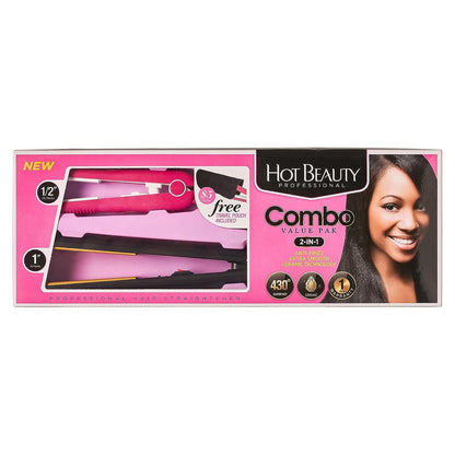 Hot Beauty Professional Hair Straightener Combo 2-in-1 Value Pack