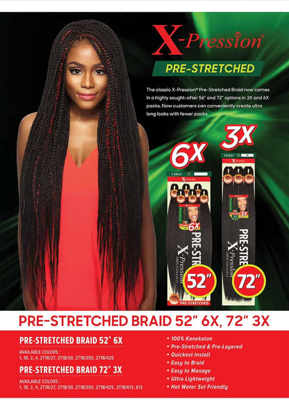 5 Pack X-Pression Pre-Stretched 3X 72" 2