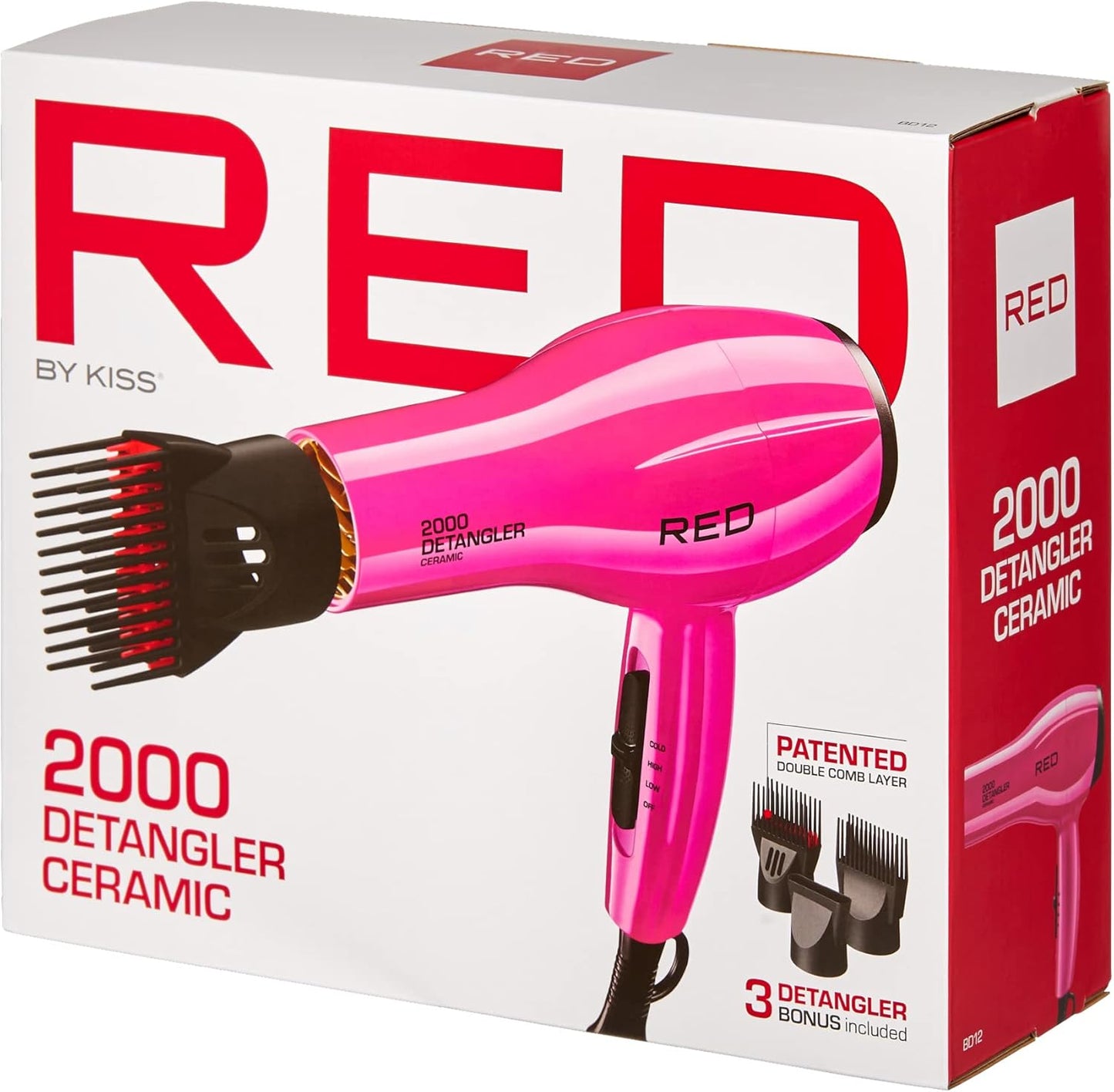 RED by KISS 2000 Ceramic Detangler Dryer Pink