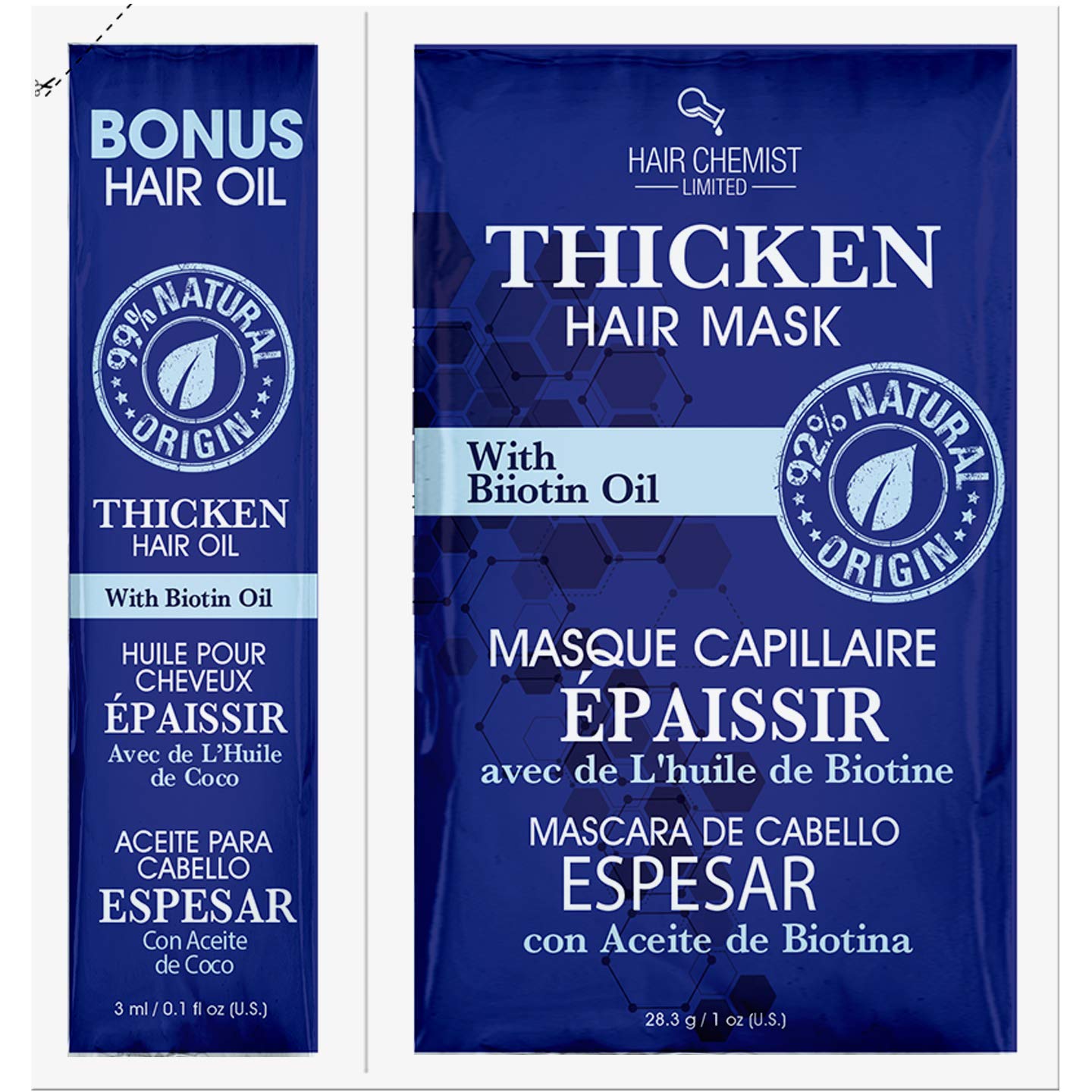Hair Chemist Thicken Hair Mask 1oz/28.3g & Oil .1oz/3mL