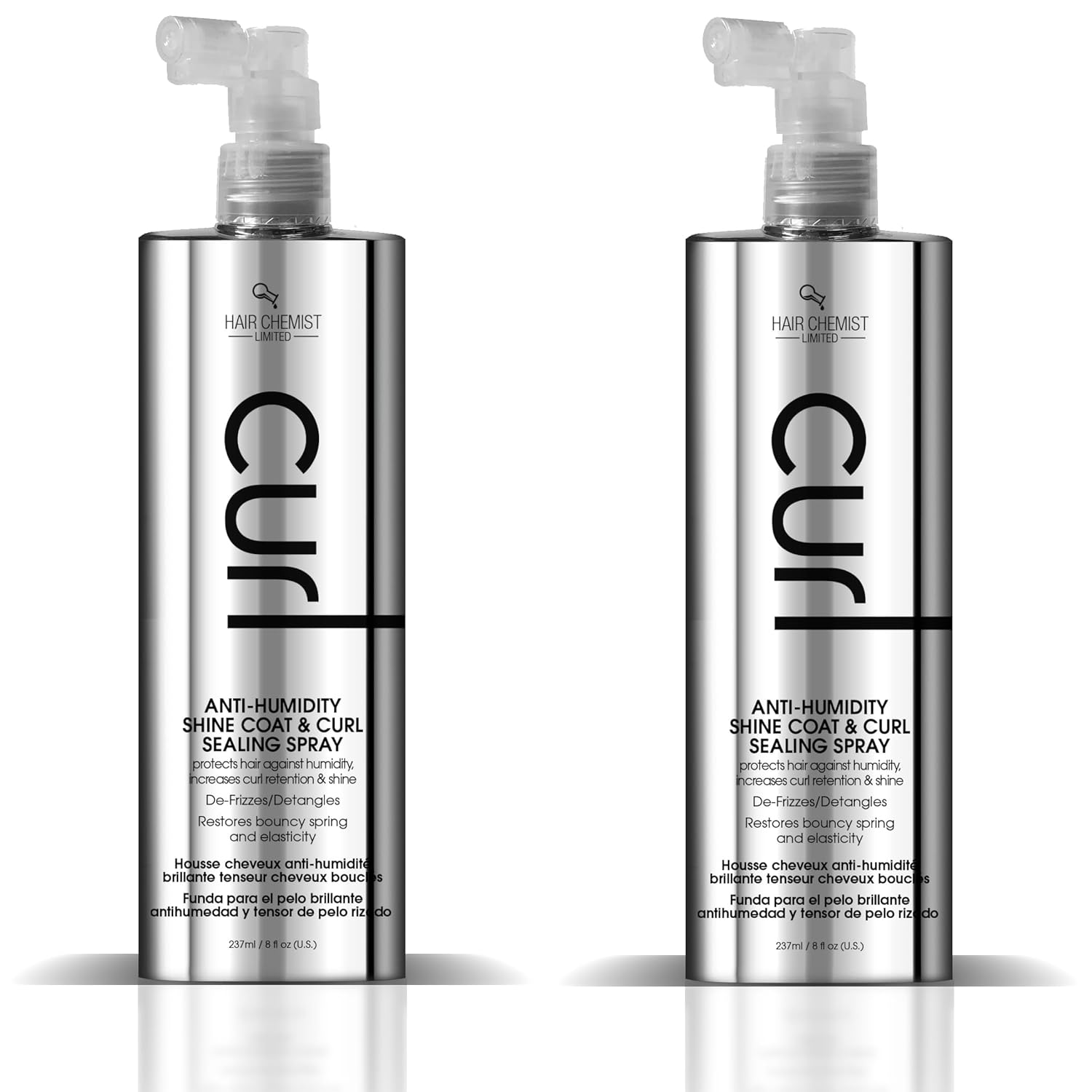 2 Piece Of Hair Chemist Curl Anti-Hum Shine Coat & Curl Spray 8 oz