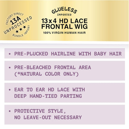 Glueless Imported 13A 13X4 HD Lace Frontal Wig Loose Wave 24"