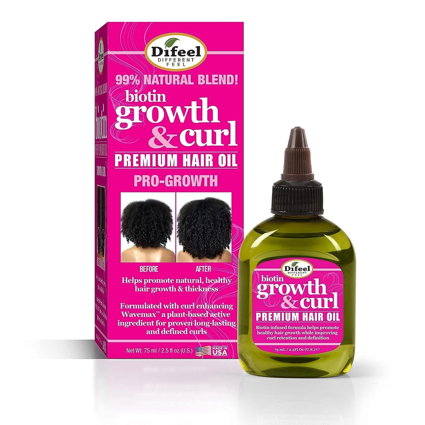 Difeel Biotin Growth and Curl Premium Hair Oil 2.5 OZ