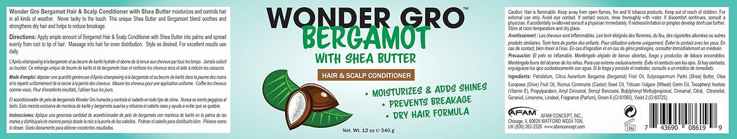 WonderGro Hair & Scalp Conditioner Bergamot With Shea Butter 12oz