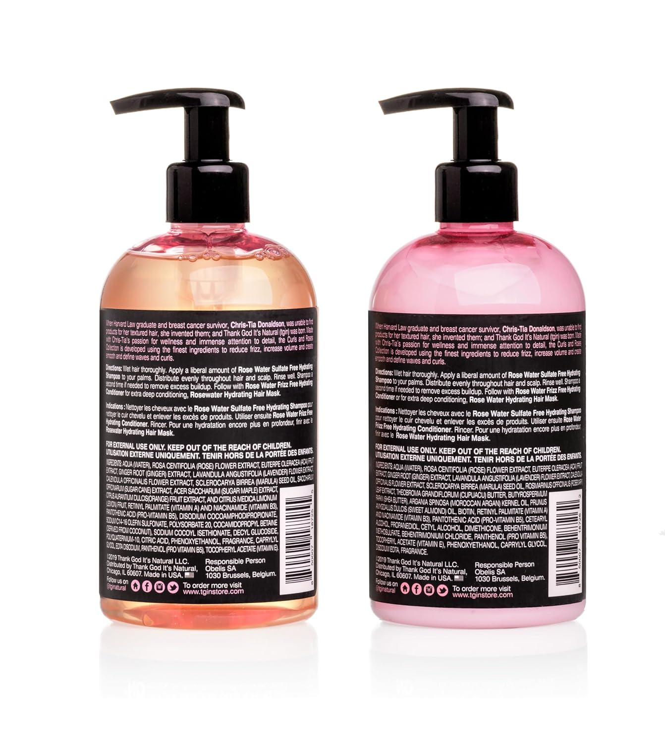 TGIN ROSE WATER SULFATE FREE SHAMPOO AND ROSE WATER HYDRATIONING CONDITIONER BUNDLE