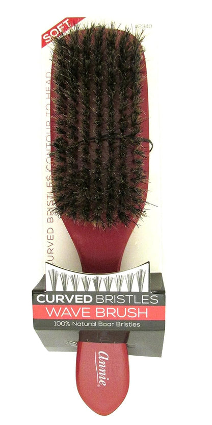 Annie #2340 Soft Wave Curved Bristle Brush 100% Pure Boar Bristles