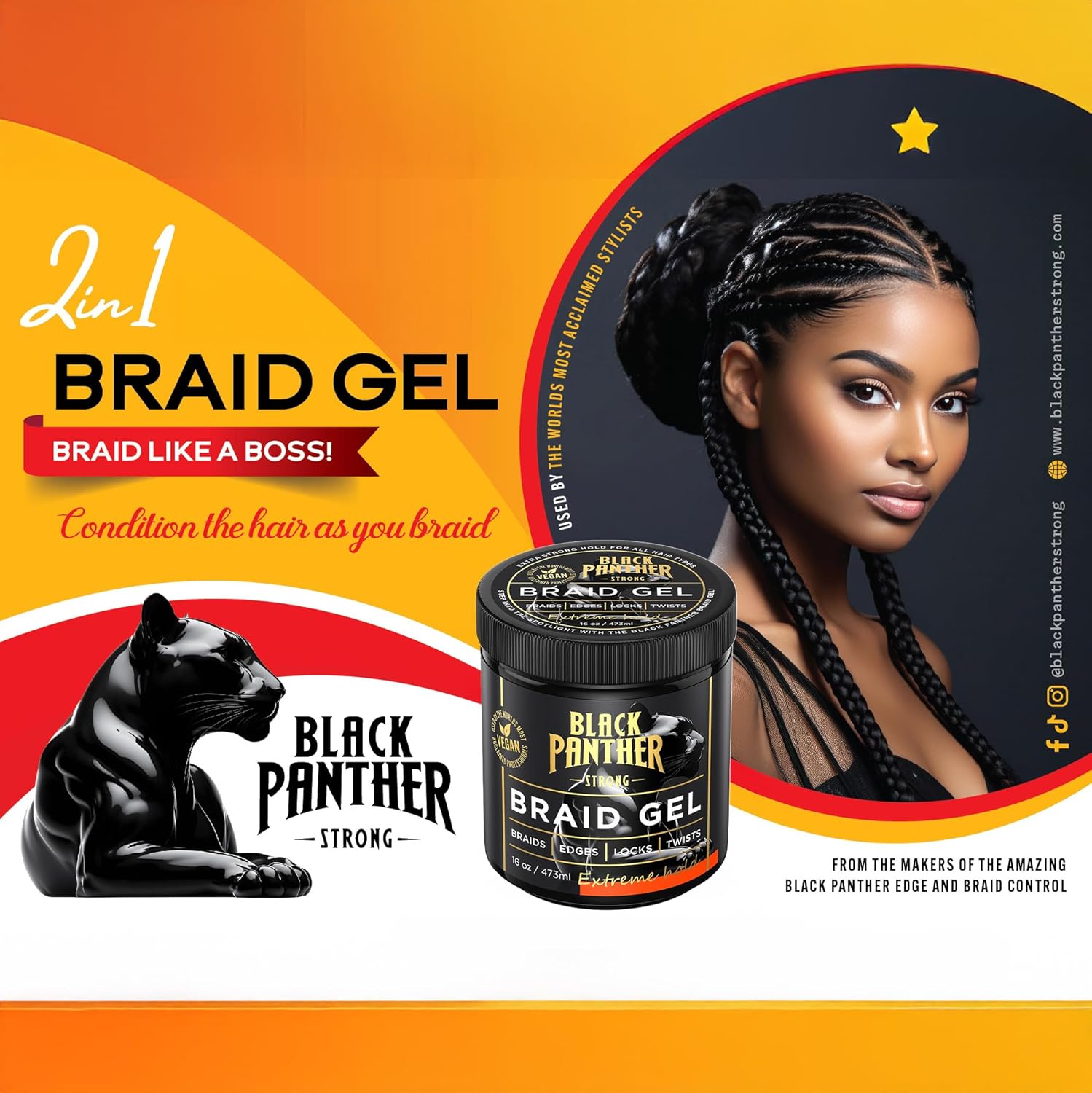 Black Panter  16 oz Braid Gel Max (Black)