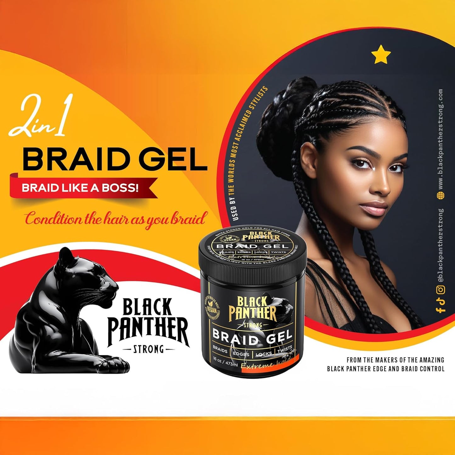 Black Panter  16 oz Braid Gel Max (Black)