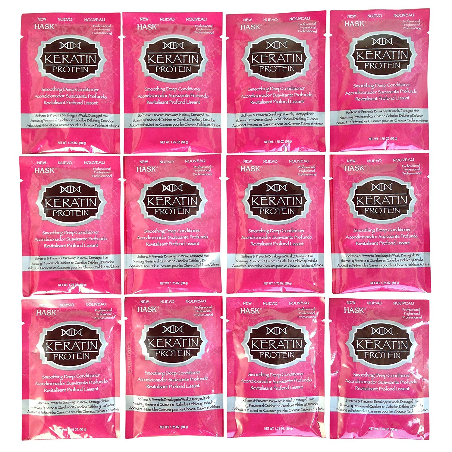 12 Pack Hask Keratin Treat Pack (Smoothing Deep Conditioner) 1.75 oz (12 Packs)