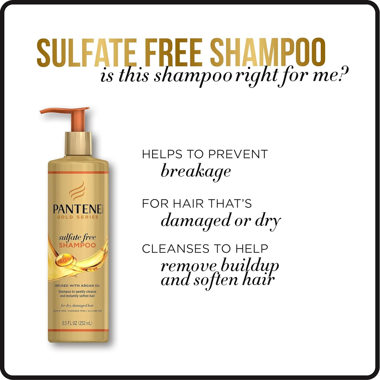 Pantene Gold Series Sulfate Free Shampoo 8.5 oz