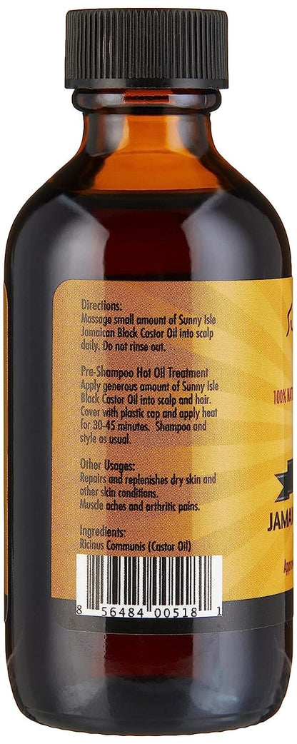 Sunny Isle 100% Natural Black Castor Oil 2 oz