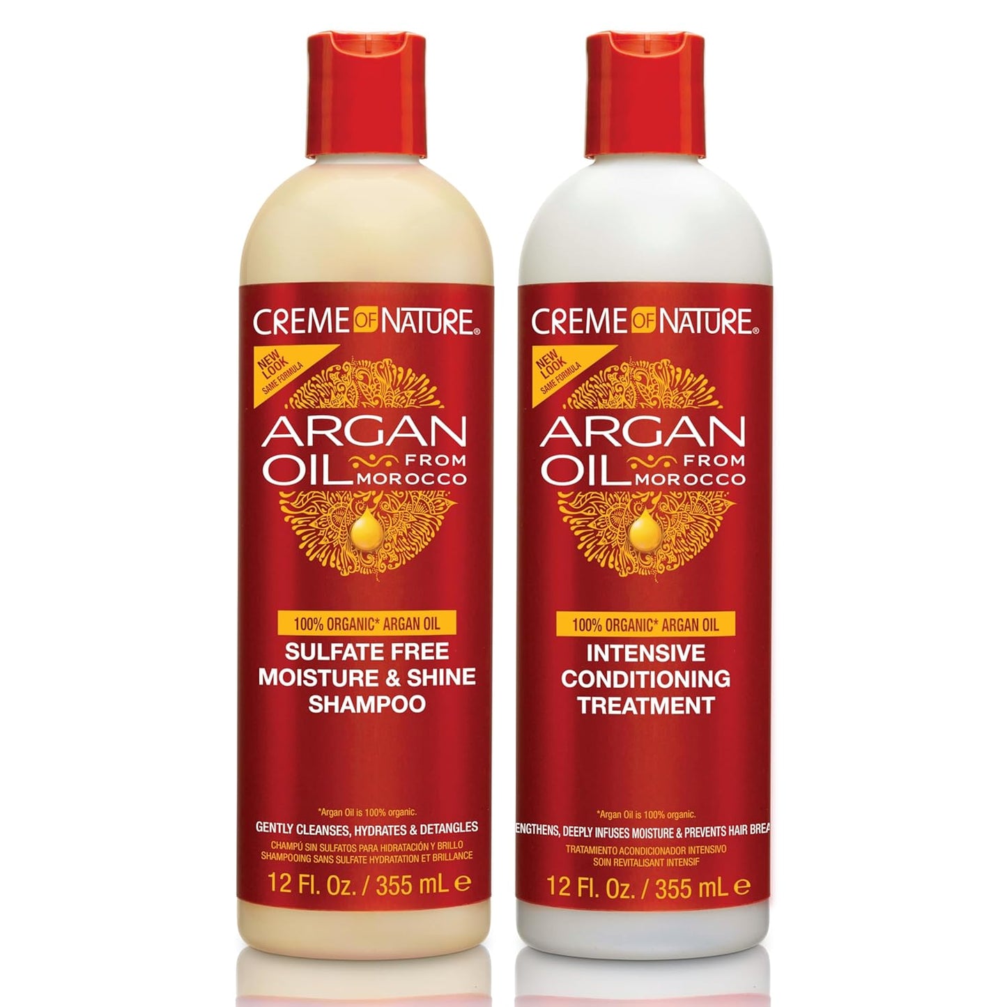 CREME OF NATURE SULFATE FREE MOIST & SHINE SHAMPOO AND INTENSIVE CONDITIONER TREATMENT