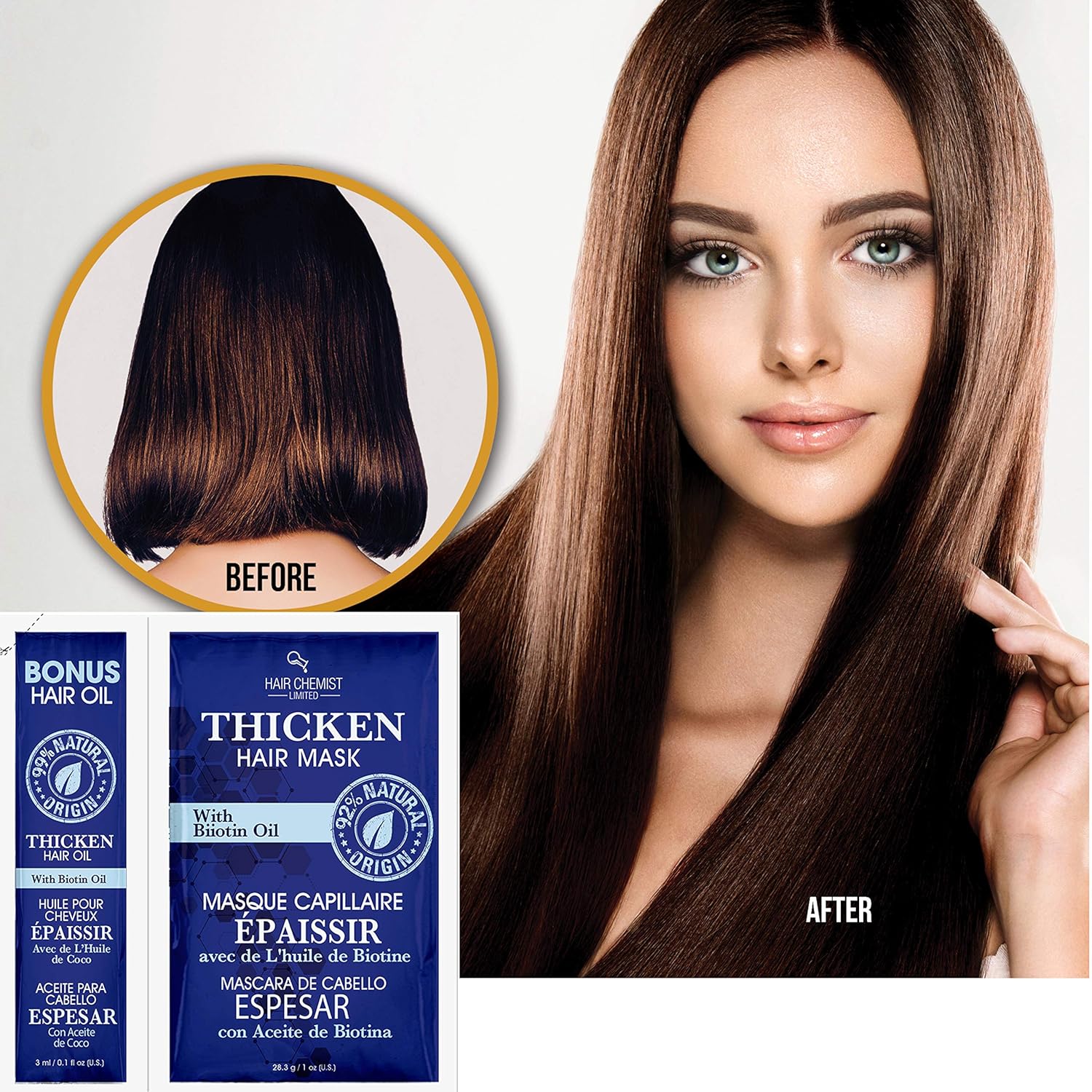 Hair Chemist Thicken Hair Mask 1oz/28.3g & Oil .1oz/3mL