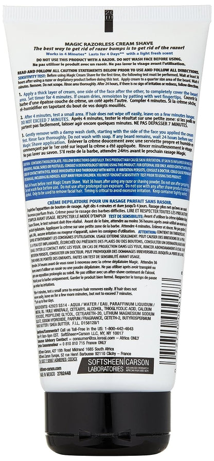 SoftSheen Carson Magic Regular Strength Razorless Cream Shave 6 oz