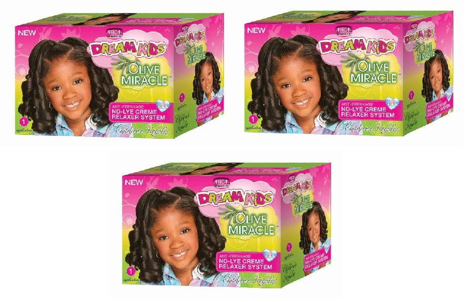 3 Pack African Pride Dream Kids Olive Miracle No-Lye Creme Relaxer