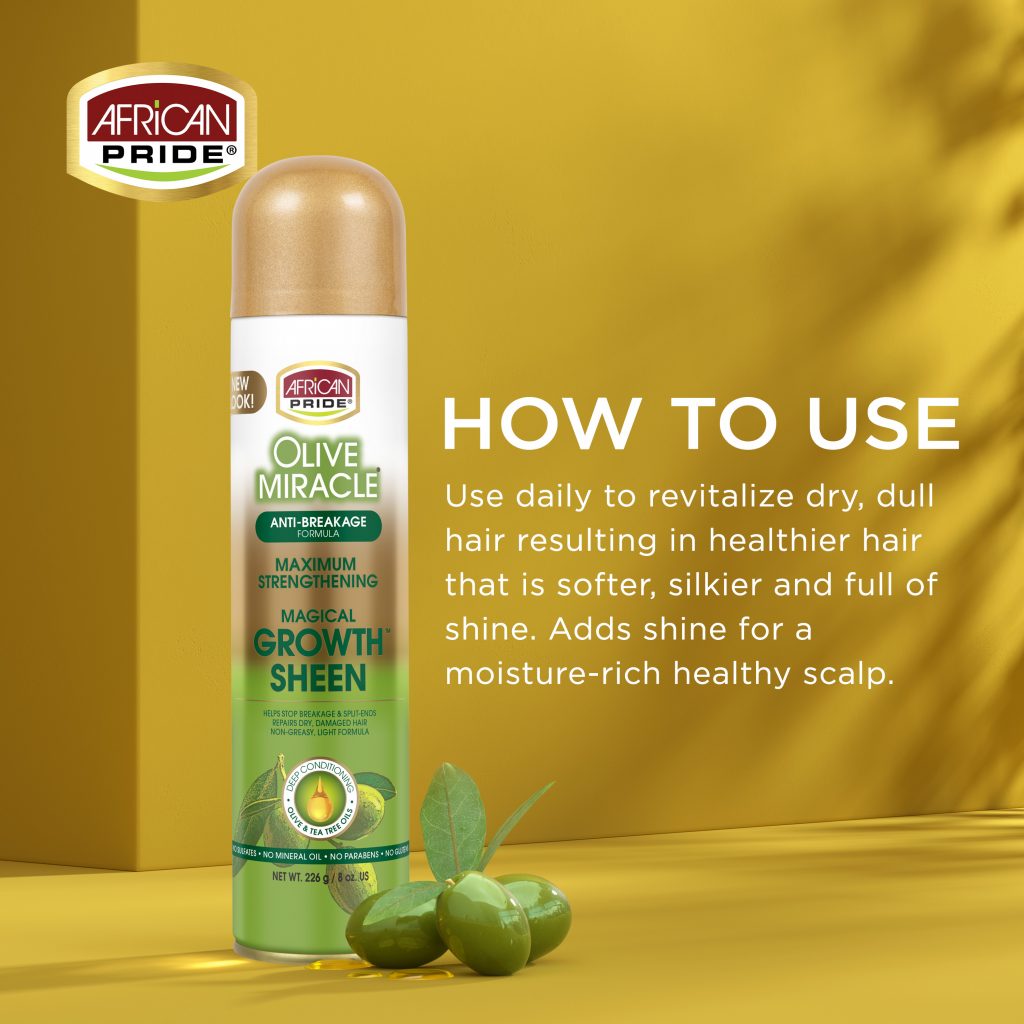 African Pride Olive Miracle Magical Growth Sheen Spray 8 oz