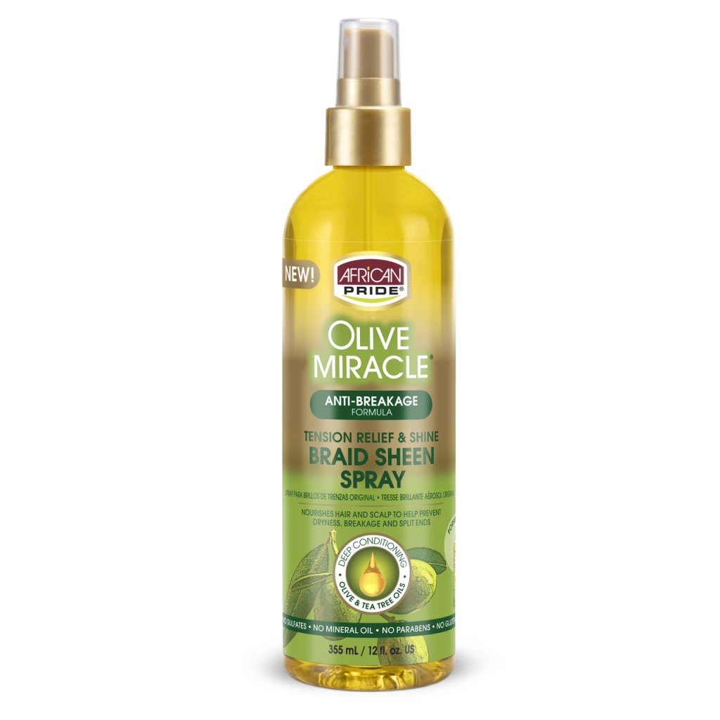 African Pride Olive Miracle Braid Sheen Spray Regular 12 oz