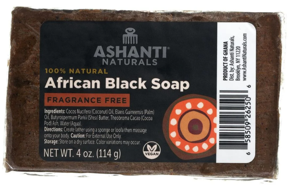 Ashanti Naturals African Black Soap Bar Fragrance Free 4 oz