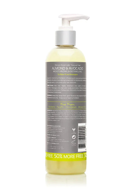 Design Essentials Natural Almond and Avocado Moisturizing & Detangling Shampoo 12 oz