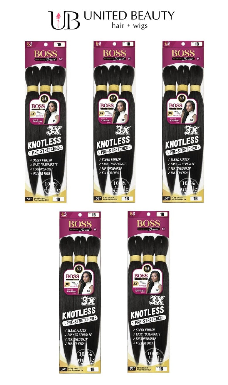 BOBBI BOSS BRAIDS 3X PRE-STRETCHED BRAID 54" 1B (5 PACK)