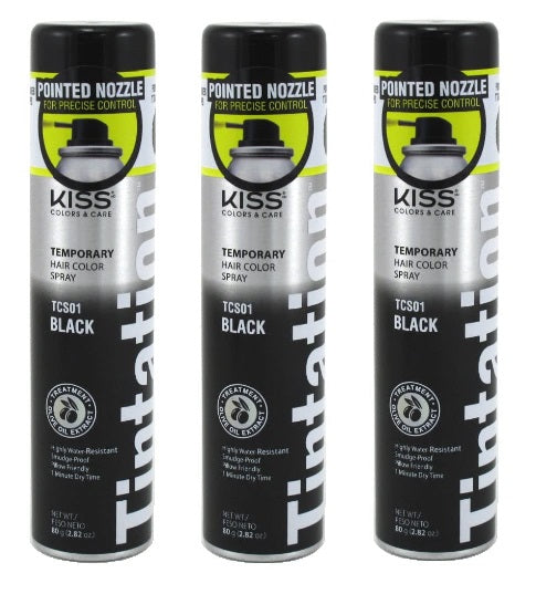 3 Pack Kiss Tintation Color Spray TCS01 Black