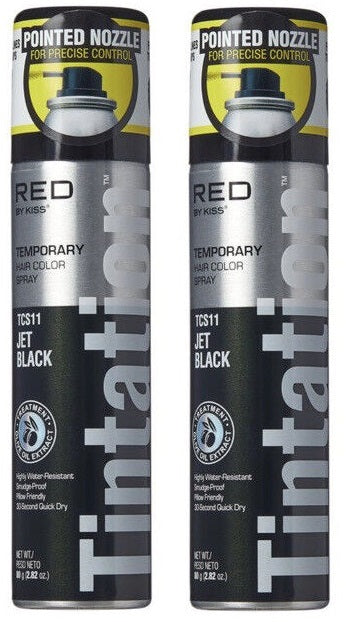 2 PACK KISS TINTATION COLOR SPRAY TCS11 JET BLACK