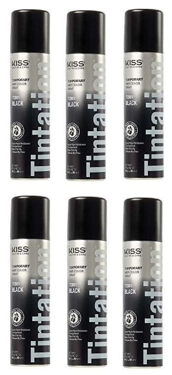 6 Pack Kiss Tintation Color Spray TCS01 Black