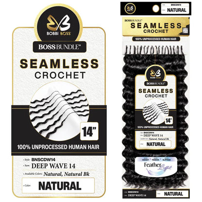 Bobbi Boss Boss Bundle Seamless 100% Unprocessed Human Hair Crochet Braids, Deep Wave 14-Inch Ultra-Fine Pre-Looped Reusable Extensions - #BNSCDW14