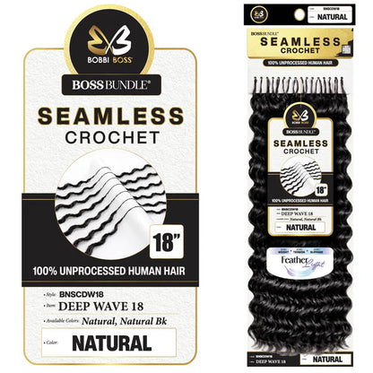Bobbi Boss Boss Bundle Seamless 100% Unprocessed Human Hair Crochet Braids, Deep Wave 18-Inch Ultra-Fine Pre-Looped Reusable Extensions - #BNSCDW18