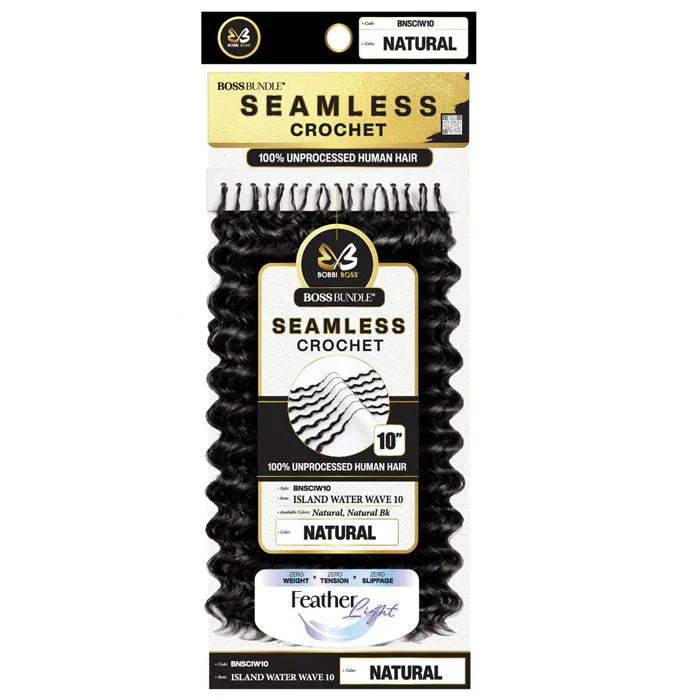 Bobbi Boss Boss Bundle Seamless 100% Unprocessed Human Hair Crochet Braids, Island Water Wave 10-Inch Ultra-Fine Pre-Looped Reusable Extensions - #BNSCIW10