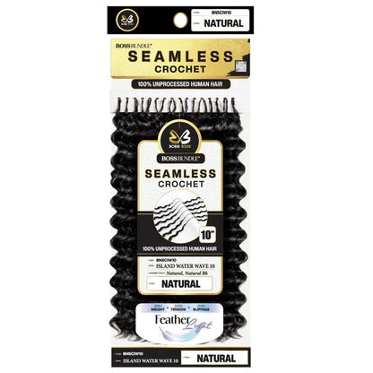 Bobbi Boss Boss Bundle Seamless 100% Unprocessed Human Hair Crochet Braids, Island Water Wave 10-Inch Ultra-Fine Pre-Looped Reusable Extensions - #BNSCIW10