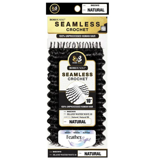 Bobbi Boss Boss Bundle Seamless 100% Unprocessed Human Hair Crochet Braids, Island Water Wave 10-Inch Ultra-Fine Pre-Looped Reusable Extensions - #BNSCIW10