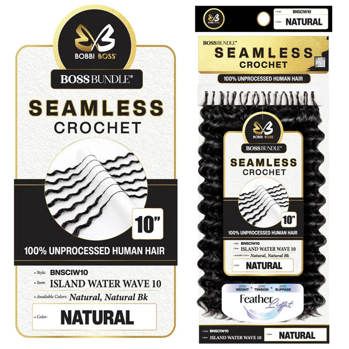 Bobbi Boss Boss Bundle Seamless 100% Unprocessed Human Hair Crochet Braids, Island Water Wave 10-Inch Ultra-Fine Pre-Looped Reusable Extensions - #BNSCIW10