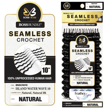 Bobbi Boss Boss Bundle Seamless 100% Unprocessed Human Hair Crochet Braids, Island Water Wave 10-Inch Ultra-Fine Pre-Looped Reusable Extensions - #BNSCIW10