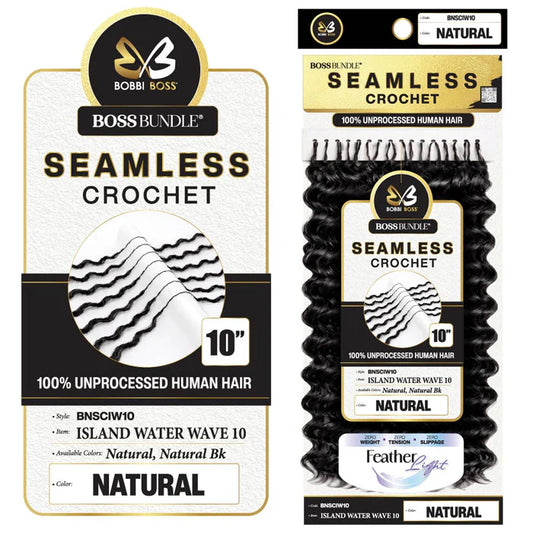 Bobbi Boss Boss Bundle Seamless 100% Unprocessed Human Hair Crochet Braids, Island Water Wave 10-Inch Ultra-Fine Pre-Looped Reusable Extensions - #BNSCIW10