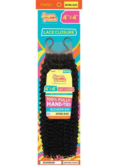Sugar Punch 4x4 HD Bohemian Lace Closure 14"