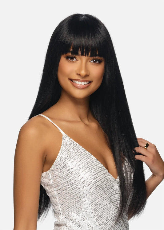 Vivica A Fox BR411 Black Rose HD Lace Full Wig Straight w/Bang 24" 100% Human Hair