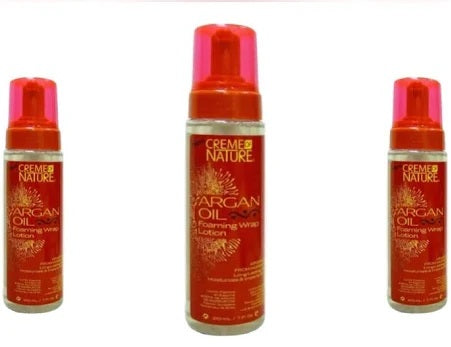 CREME OF NATURE ARGAN OIL FOAMING WRAP LOTION, 7 oz (Pack of 3)